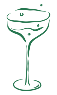 We Do Events brand element green champagne flute