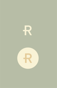 Two “R” brandmarks on a light teal background.