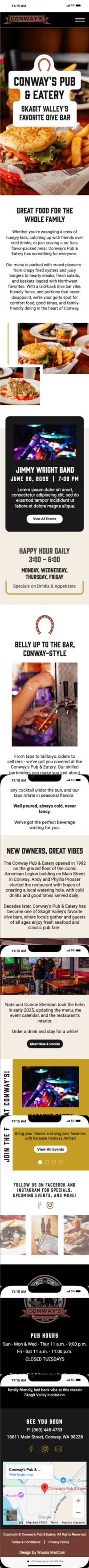 Search Optimized website for local restaurant Conway's Pub & Eatery
