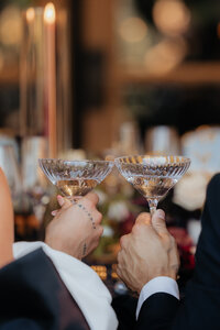 Royal Palms Photographer Couple Holding Glasses Cheering