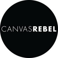 Black logo with words "Canvas Rebel"