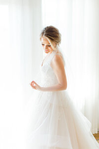 Bride and groom walk up memorial steps at their DC wedding