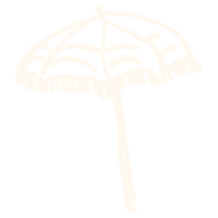 Cream colored hand-drawn beach umbrella illustration