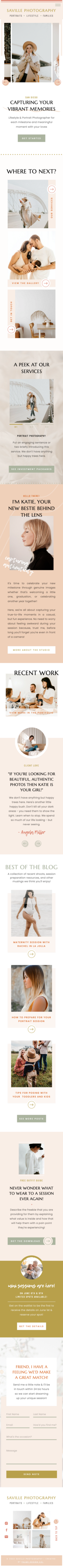 Mockup of mobile version of showit templates for photographers by Palme Design Co