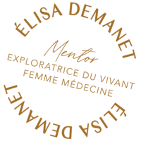 Logo tampon rond 3, ocre, Elisa Demanet crée par le Studio graphique à Saint-Gilles-Croix-de-Vie en Vendée.