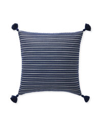 Navy Striped Outdoor Pillow With Tassels