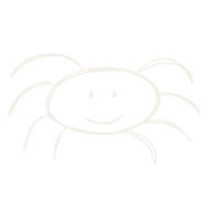 Hand-drawn illustration of spider smiling