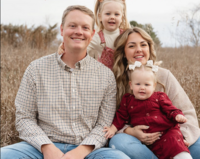 Ingrid with her husband and children, representing the family-first values behind Lavender & Ink Studios