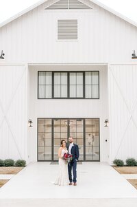 Bride and groom walk up memorial steps at their DC wedding