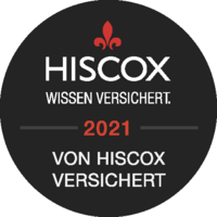 Logo HISCOX Wissen versichert von 2021