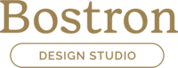 Primary logo for Bostron Design Studio in a gold color. Bostron Design Studio is a website and branding design studio for photographers.
