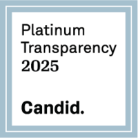 A silver box containing the words "Platinum Transparency 2025" from Candid