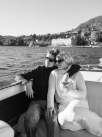 Sunset mountainside portrait of Colorado bride and groom