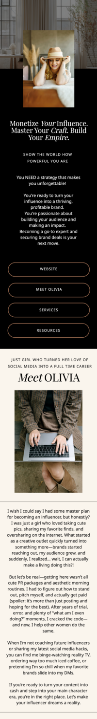 long screenshot of a website that the designer made