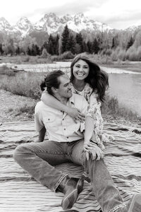 photo of man and woman smiling taken by Intimate wedding photographer Jackson Hole