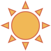 yellow sun with an orange outline