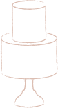 A line drawing of a two tier wedding cake