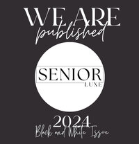 black and white issue senior luxe  published badge