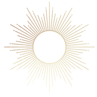 Gold, sun shaped logo with the initials BA
