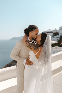 Bride and Groom portraits after their first look on their gorgeous greece elopement day.