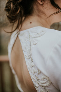 Embroidered ballgown wedding dress with open back