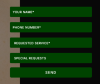 Green menu with white font from Sharper Edges Salon