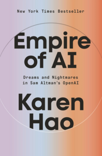 book cover that says empire of ai by karen hao