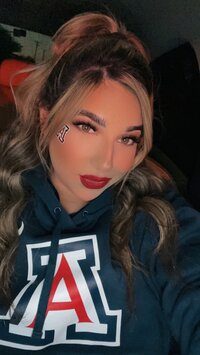 crysabel in U of A sweater