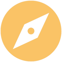 Compass Icon with compass needle pointing north east.