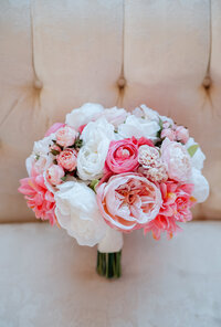 a pink and white wedding bouquet captured by a Grand Rapids wedding photographer