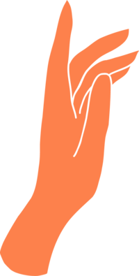 Orange hand branding icon.