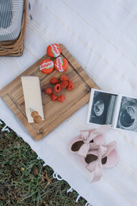 picnic setup during a lifestyle maternity session in Charleston SC