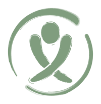 Simple icon of a masseuse in a textured circle