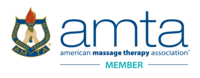 Logo with initials amta and the words "American Massage Therapy Association Member"
