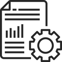Document and gear icon representing document organization and management system