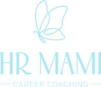 Vertical light blue logo for HR Mami Career Coaching, a bilingual coach empowering Latinas to grow and lead in corporate careers.