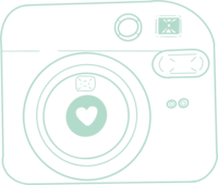 green polaroid camera graphic