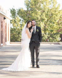 A loving father embraces his daughter on her wedding day after his welcome and thank you.