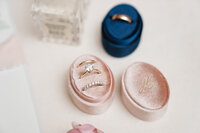Wedding rings photographed on wedding day 