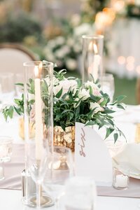 Table scape details of florals and candles