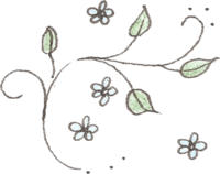 A hand drawn illustration of leaves and flowers