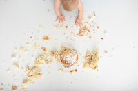 Edmonton studio cake smash with simple white backdrop