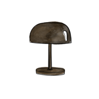 Handdrawn icon in watercolor style of modern vintage desk lamp in brown.