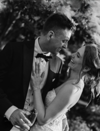 artistic wedding photo of couple holding hands