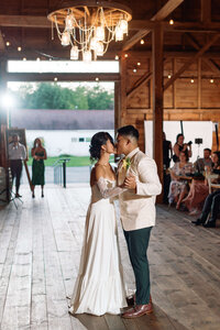 Wedding couple dancing at reception at woodburn ridge rural