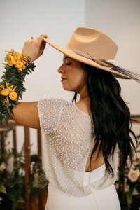 Bridal Jumpsuit with pearl top, available in plus size