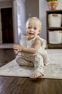 little girl at her home in carrollton texas in the castle hills neighborhood