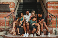 family photos on steps