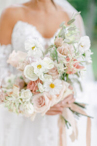 bridal bouquet with nudes blushes and ivory by costola photography