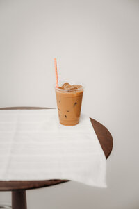 iced coffee sitting on a table